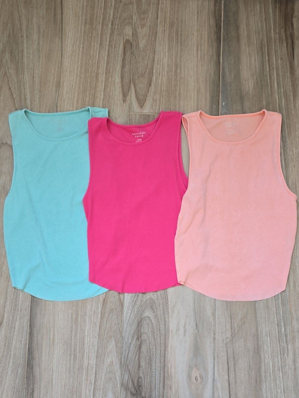 3-Pack Bundle- Women's Ribbed Tank Tops - Mint, Hot Pink, Peach